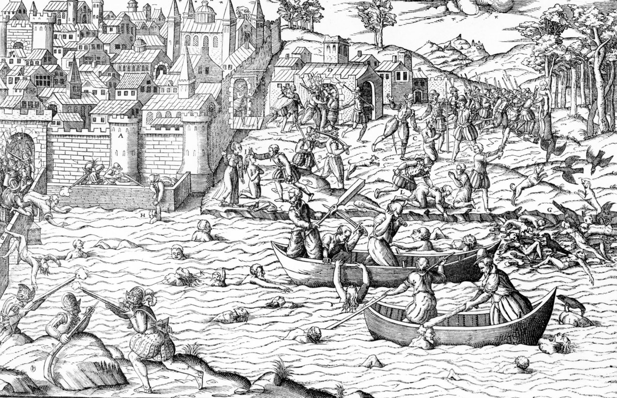 Il massacro di Tours, da "Le guerre di religione". da J. J. & Tortorel J. (fl.1568-92) Perrissin