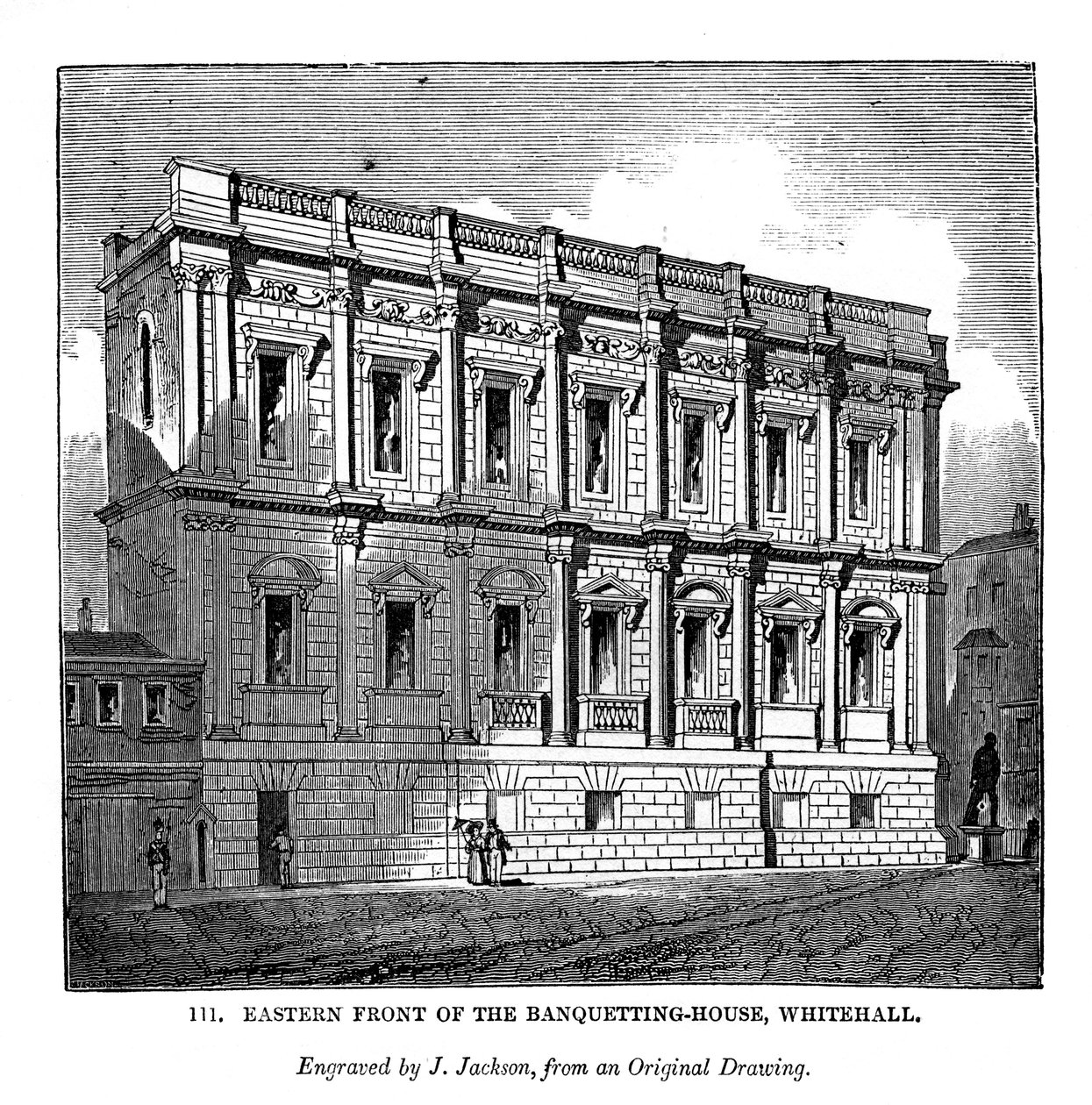 Fronte orientale della sala dei banchetti, Whitehall, 1843 da J. Jackson