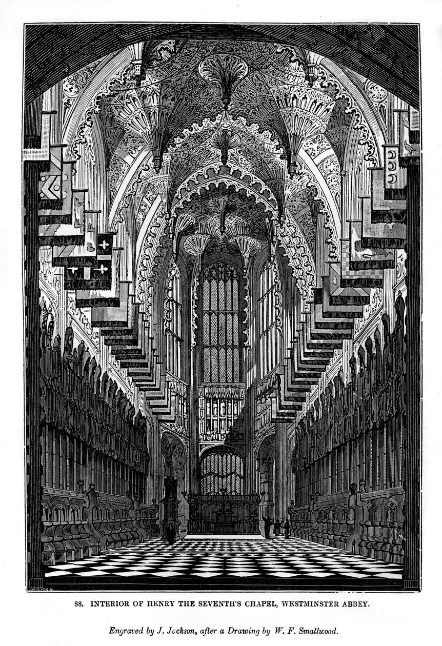 Interno della Cappella di Enrico VII, Abbazia di Westminster da J. Jackson