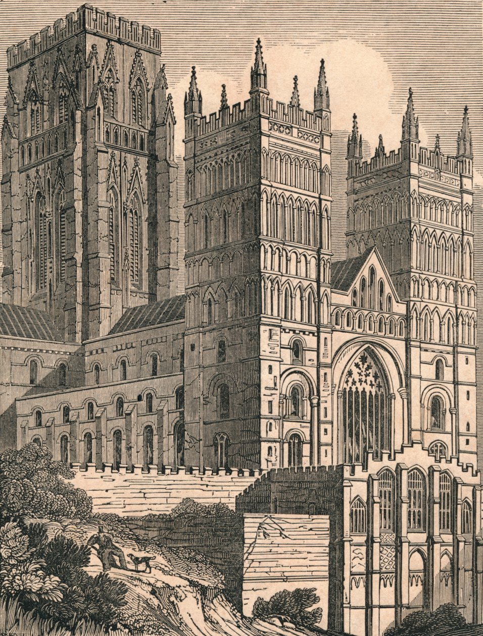 Vista nord-ovest della cattedrale di Durham da J. Jackson