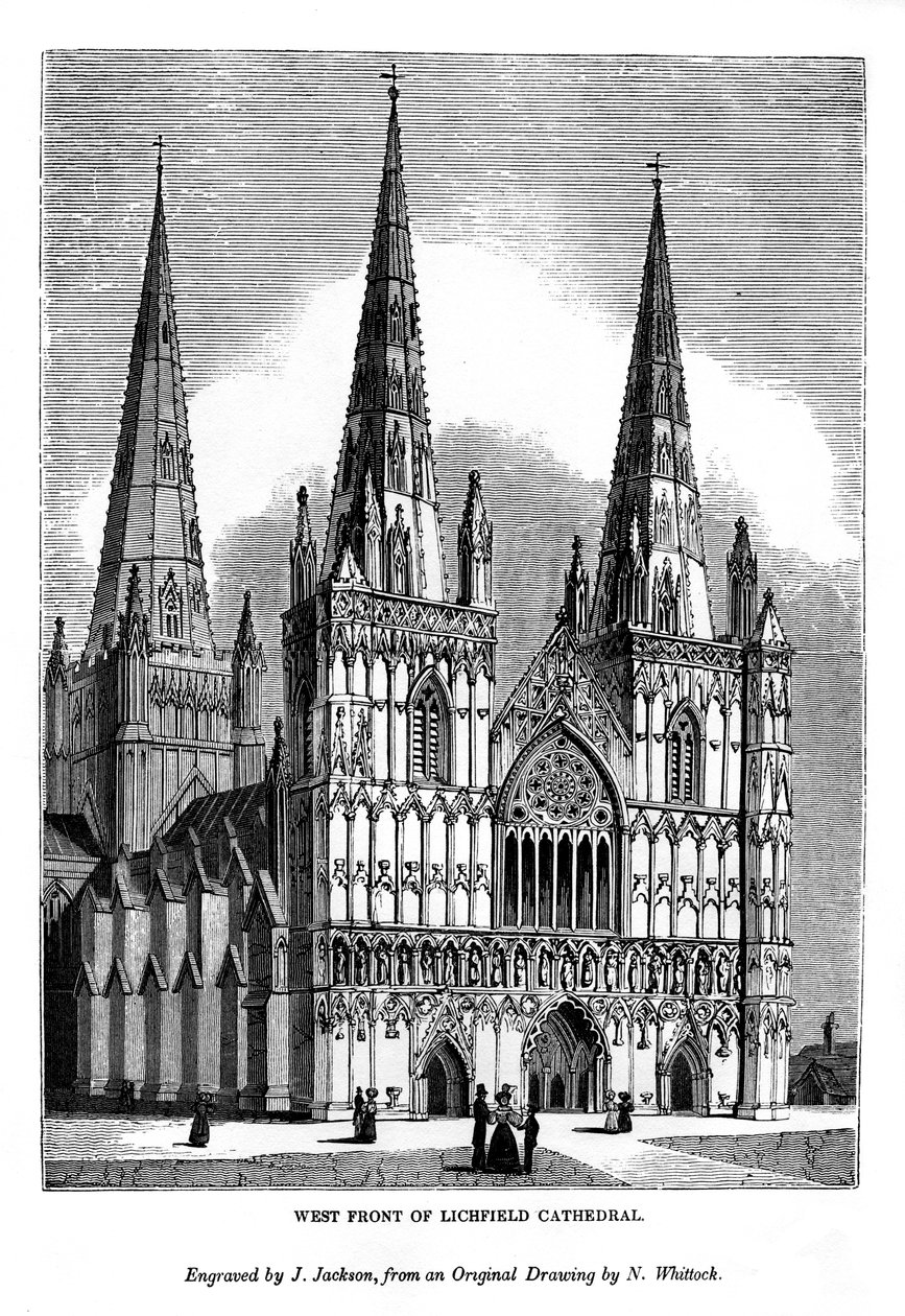 Facciata ovest della cattedrale di Lichfield da J. Jackson