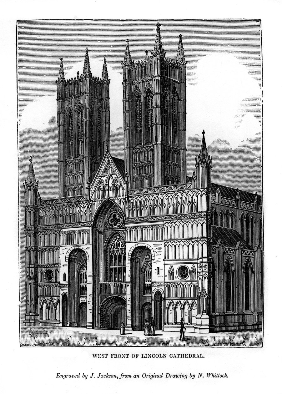 Facciata ovest della Cattedrale di Lincoln da J. Jackson