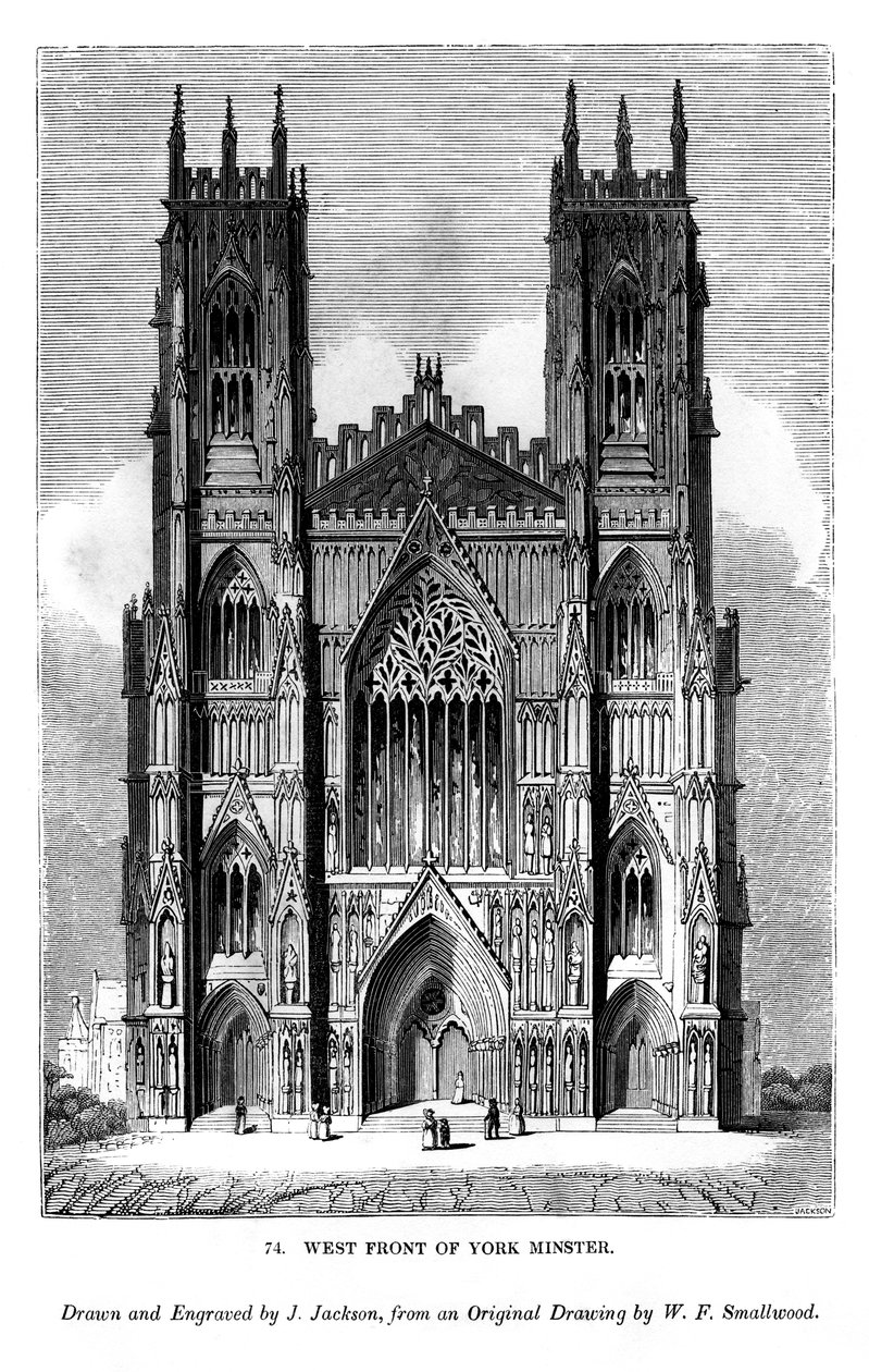 Facciata ovest della Cattedrale di York, c1820-1830 1843 da J. Jackson
