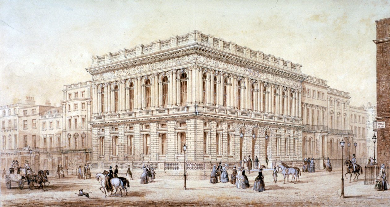 Vista del Army and Navy Club su Pall Mall, Westminster, Londra da J Marchant