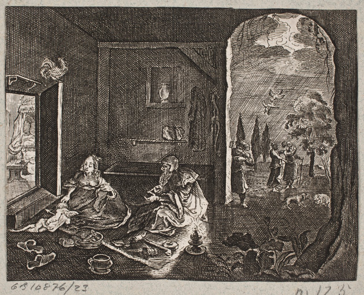 Illustrazione per Adam Olearius, "Persianischer Rosenthal von einem Sinnreichen Poeten Schich Saadi [...]", Schleswig 1660 da J. Muller
