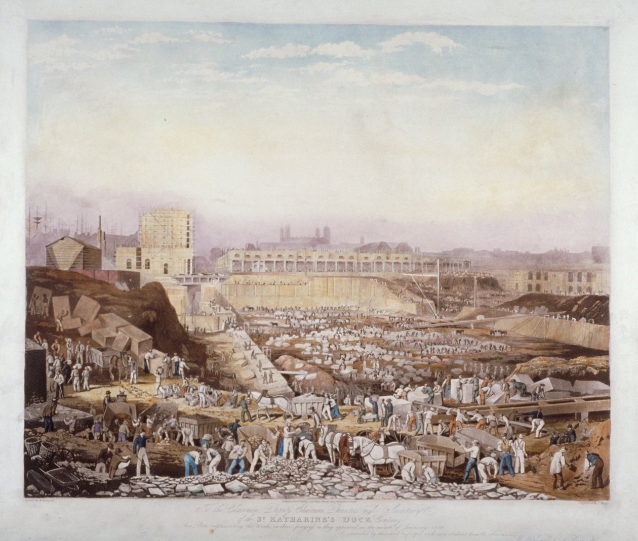 Vista dei lavori di costruzione al St Katherine
