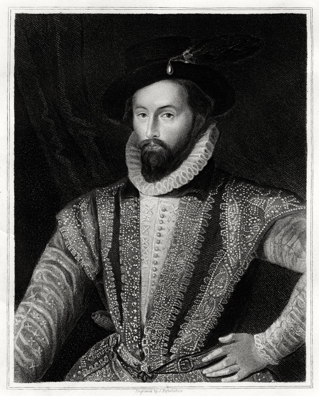 Sir Walter Raleigh, 1860 da J. Posselwhite