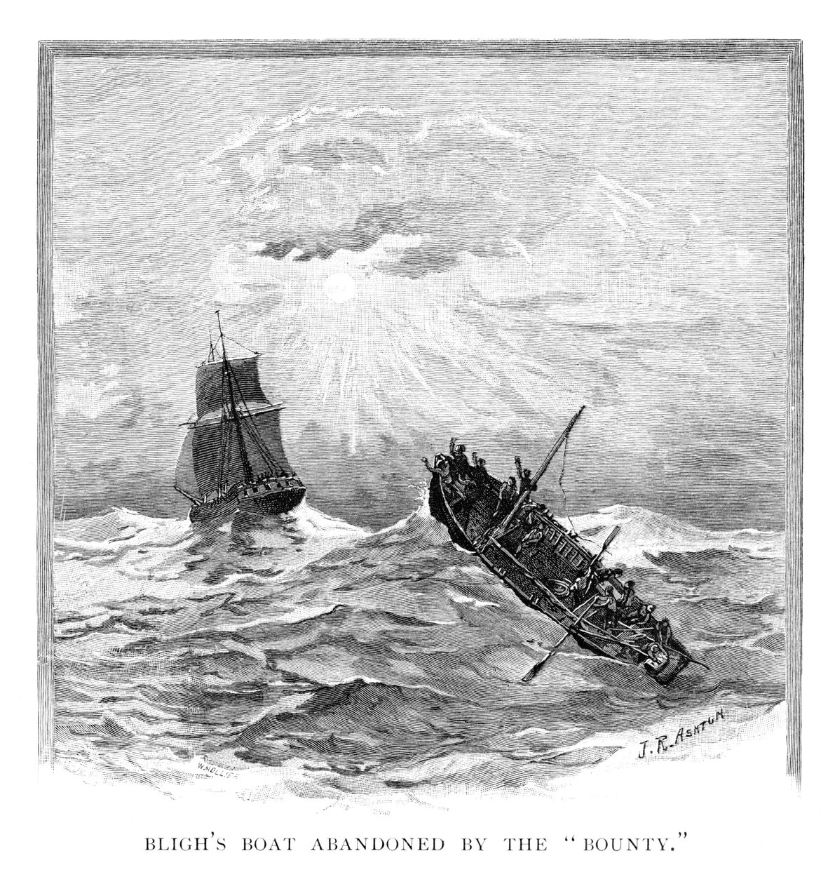 La barca del Capitano Bligh abbandonata dal Bounty da J. R. Ashton