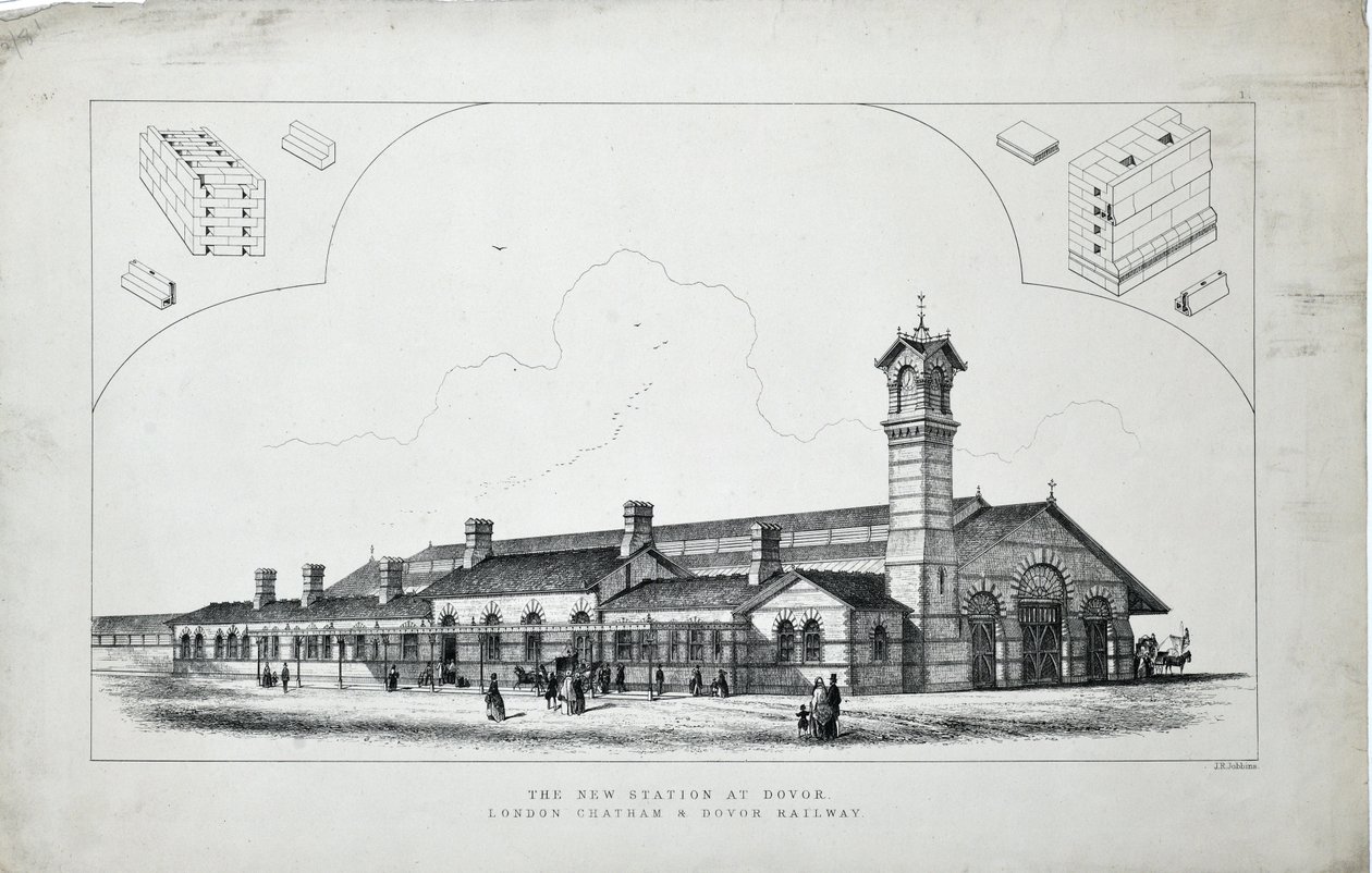 Nuova stazione a Dover. London, Chatham e Dover Railway. 1860 da J. R. Jobbins