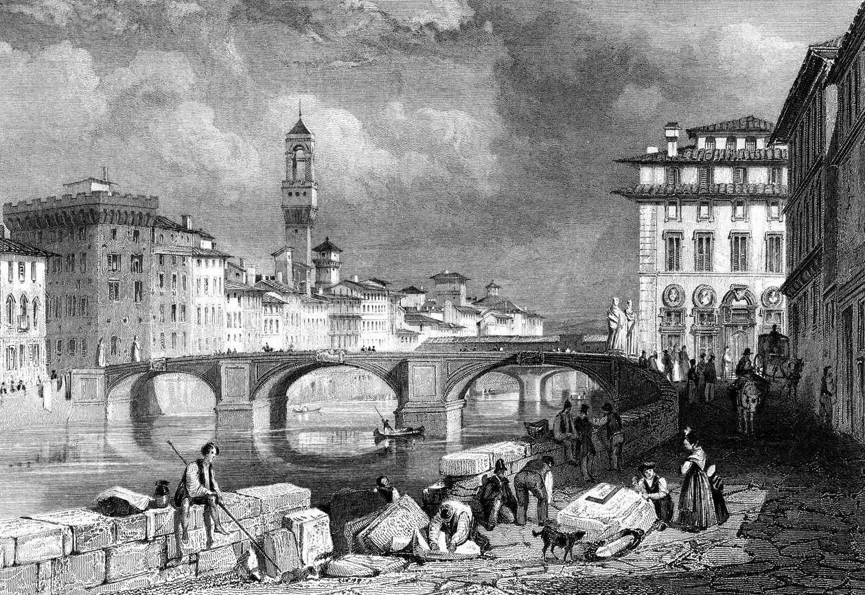 Il Ponte Santa Trinita, Firenze, Italia, XIX secolo da J. Redaway