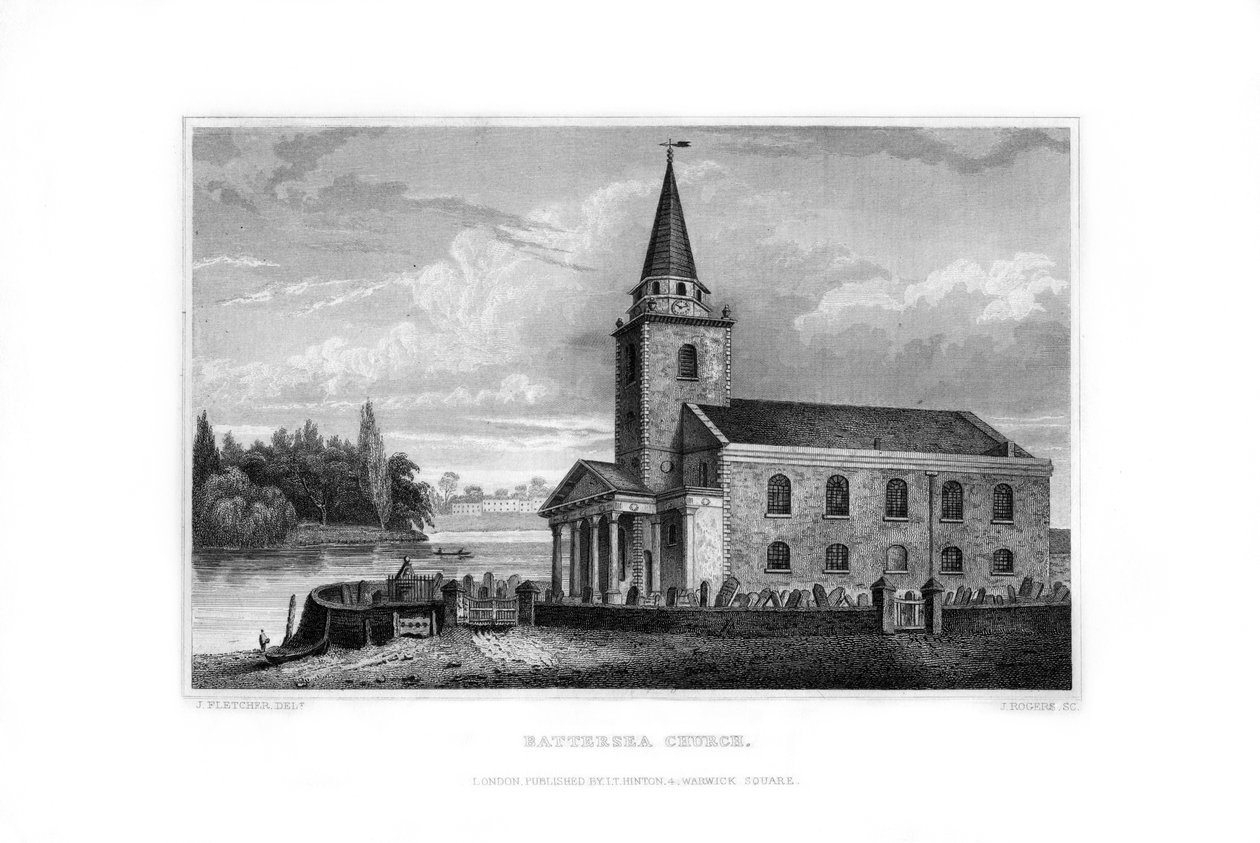 Chiesa di Battersea, Battersea, Londra, 1829 da J. Rogers