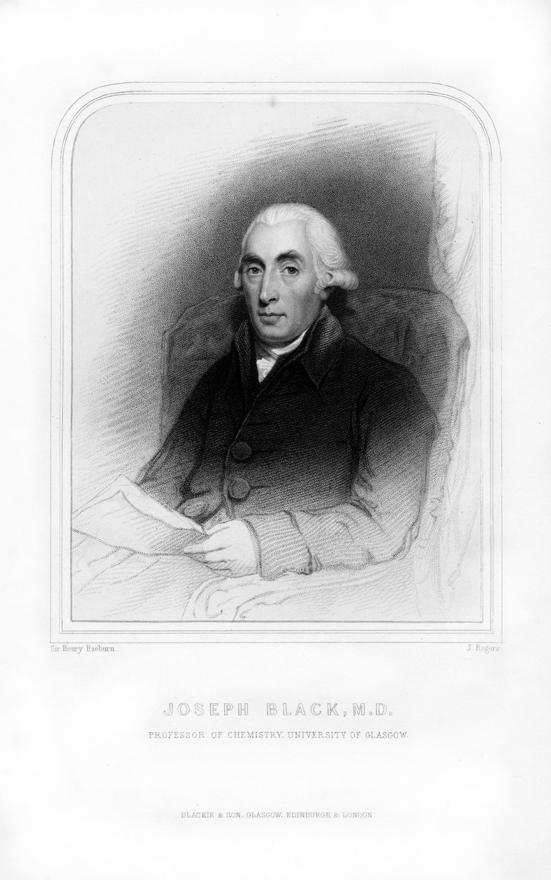 Joseph Black, fisico e chimico scozzese, 1870 da J. Rogers