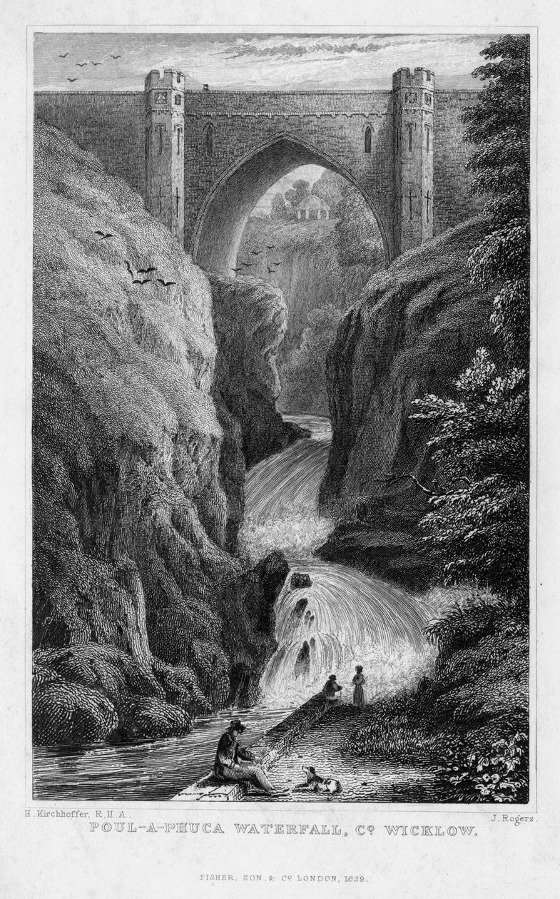 Cascata Poul a Phuca, Contea di Wicklow, 1829 da J. Rogers