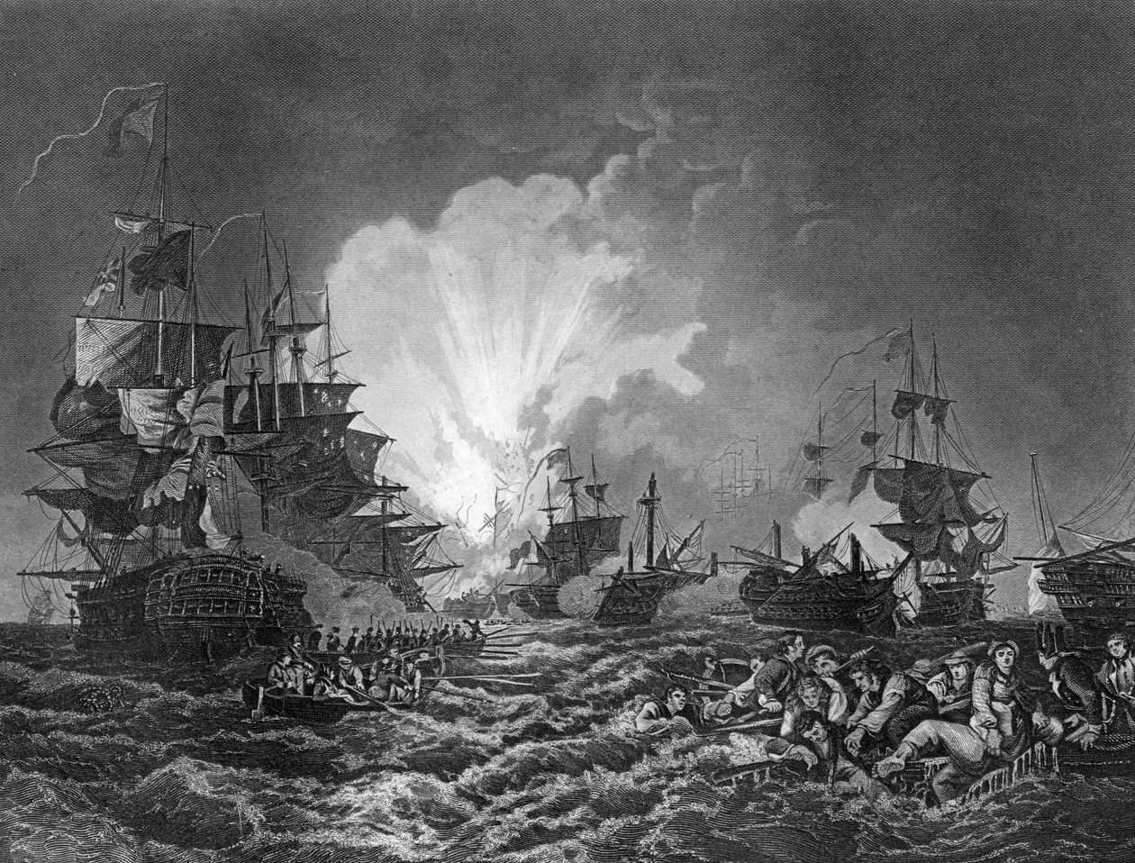 La battaglia del Nilo, Egitto, 1 agosto 1798 c1857 da J. Rogers