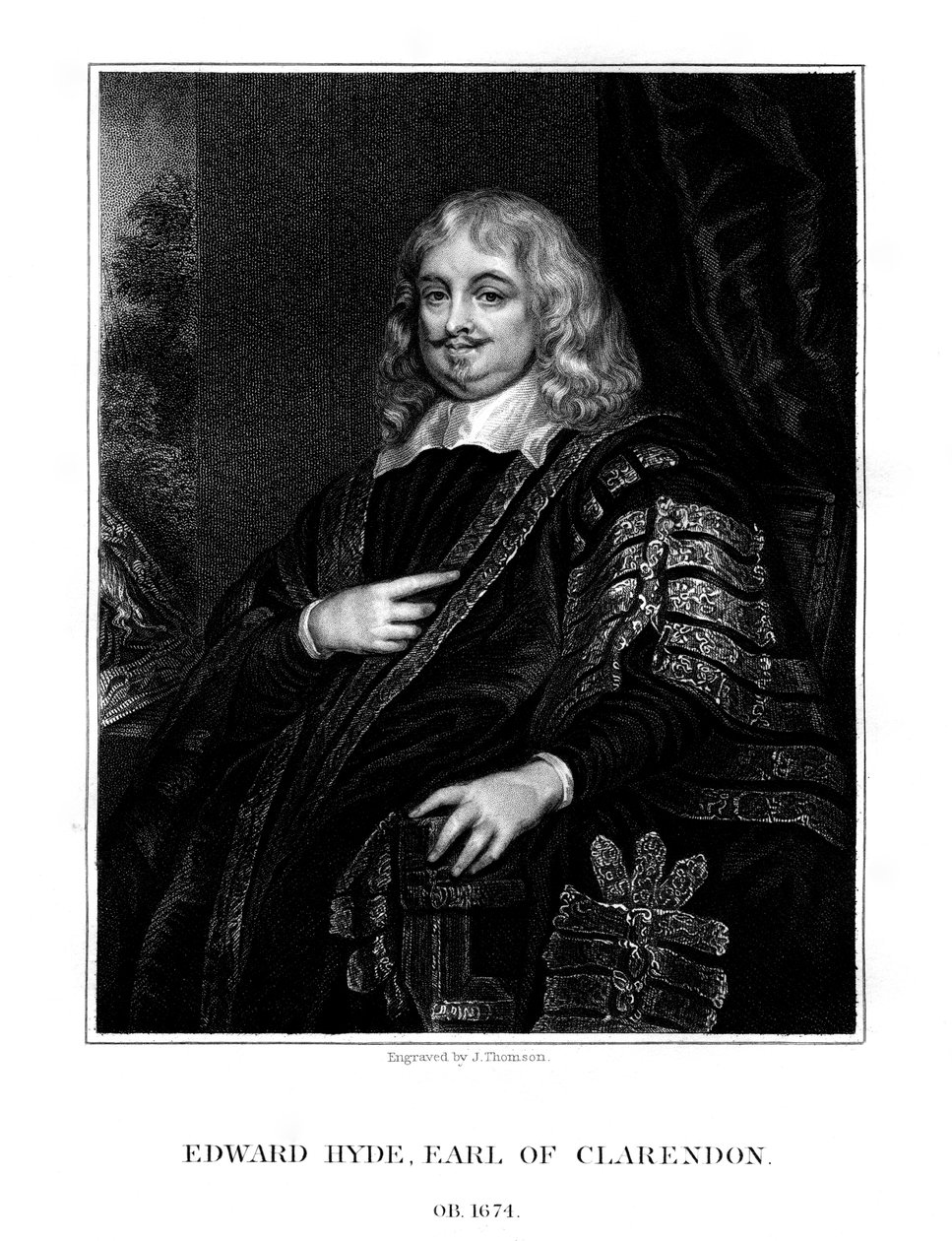 Edward Hyde, I conte di Clarendon, storico e statista inglese, 1824 da J. Thomson