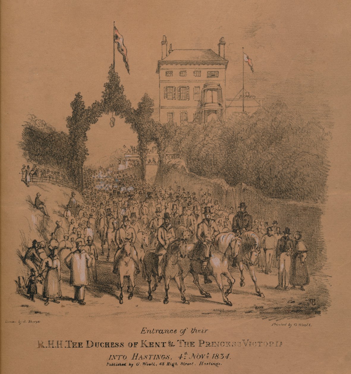Ingresso delle loro A.R. La Duchessa di Kent e la Principessa Vittoria a Hastings da J. Thorpe