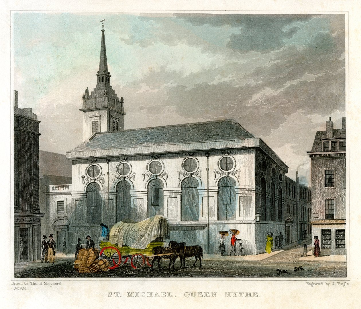 Chiesa di San Michele Queenhithe, Città di Londra, 1831 da J. Tingle