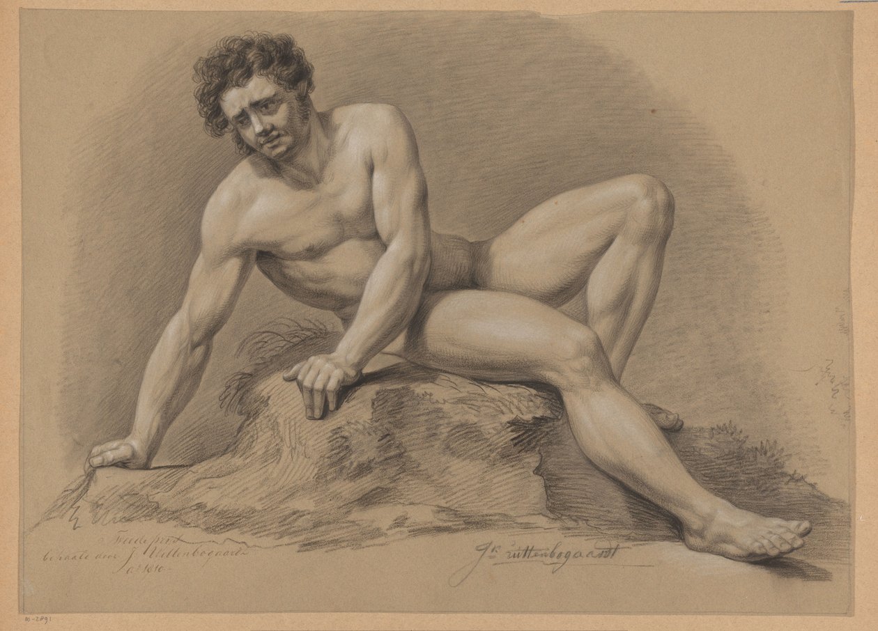 Nudo maschile seduto, visto di fronte (2º premio 1810) da J. Uittenbogaardt