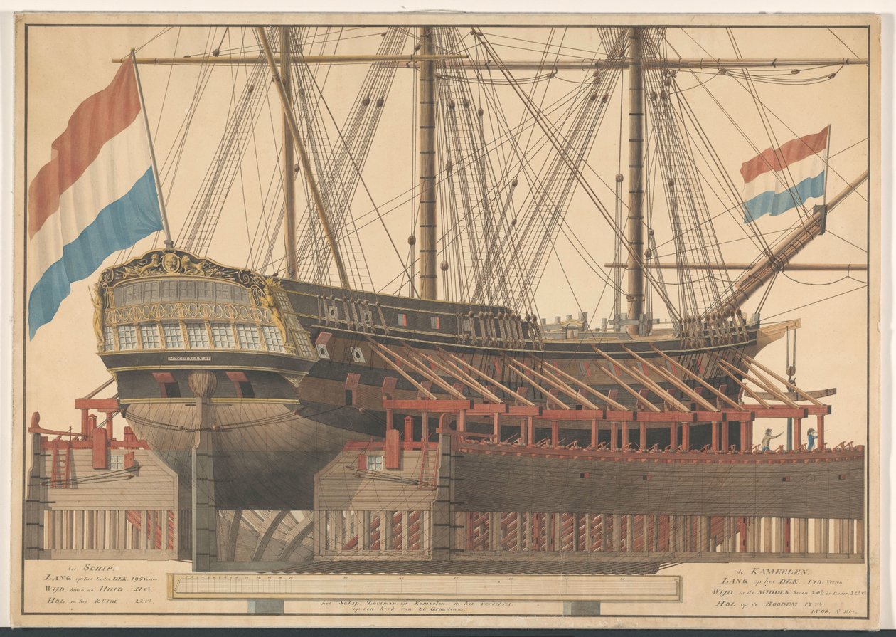 La nave Zoutman su cammelli da J. Vos (signed by artist)