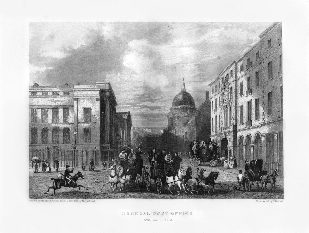 Ufficio Postale Generale, Londra, XIX secolo da J. Woods