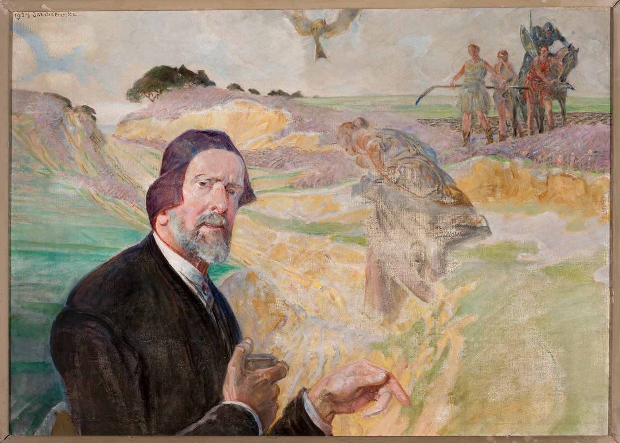 Autoritratto sullo sfondo di una strada polacca da Jacek Malczewski