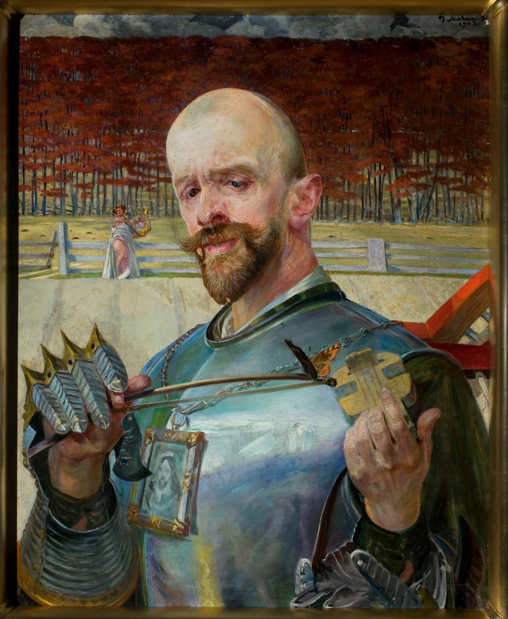 Autoritratto in armatura con un violino da Jacek Malczewski
