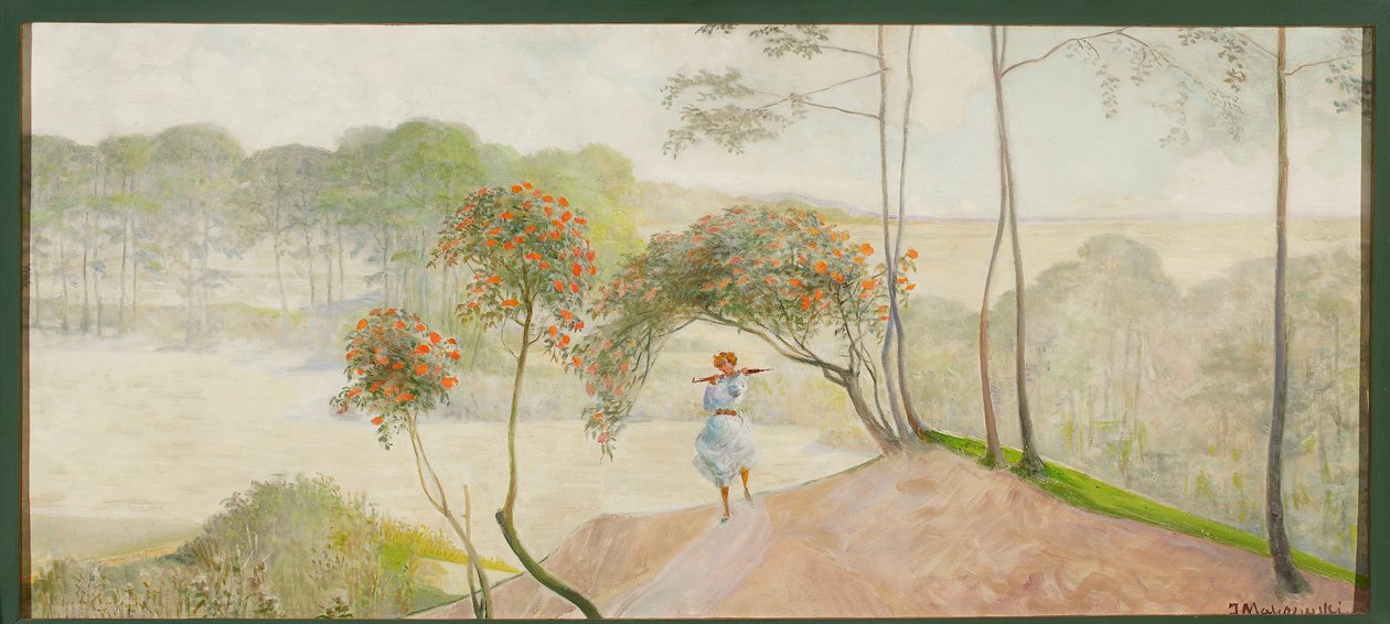 Paesaggio con sorbo, parte sinistra del trittico “Vai ai ruscelli” da Jacek Malczewski