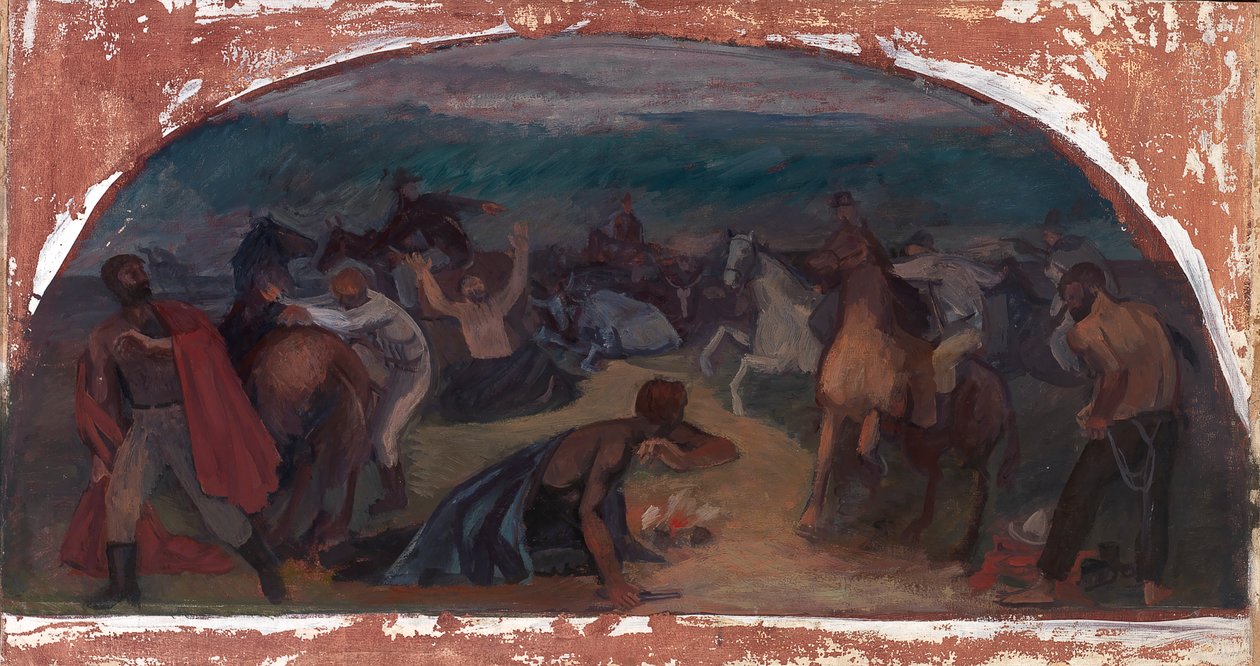 Ladro di bestiame sorpreso dalla posse, studio murale, Burns, Oregon Post Office da Jack Wilkinson