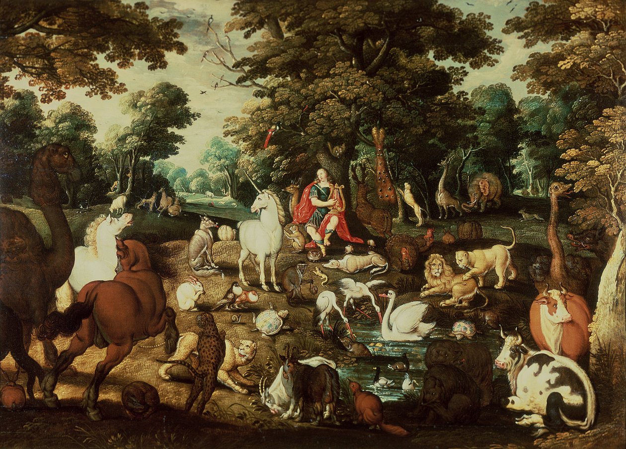 Orfeo che incanta gli animali da Jacob Bouttats