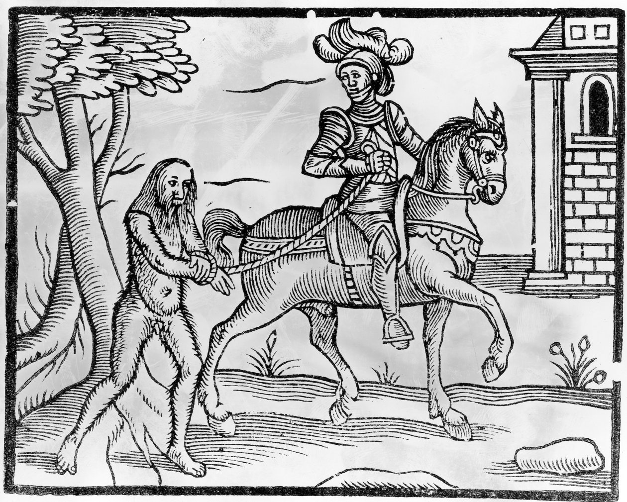 Un cavaliere e un uomo selvaggio da Jacob Faber