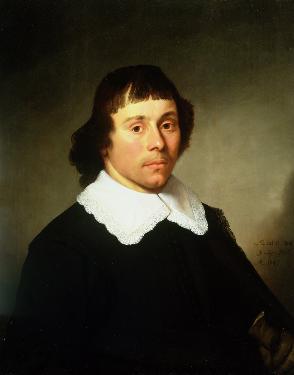 Ritratto di un giovane uomo in un costume nero con un colletto di pizzo bianco da Jacob Gerritsz Cuyp