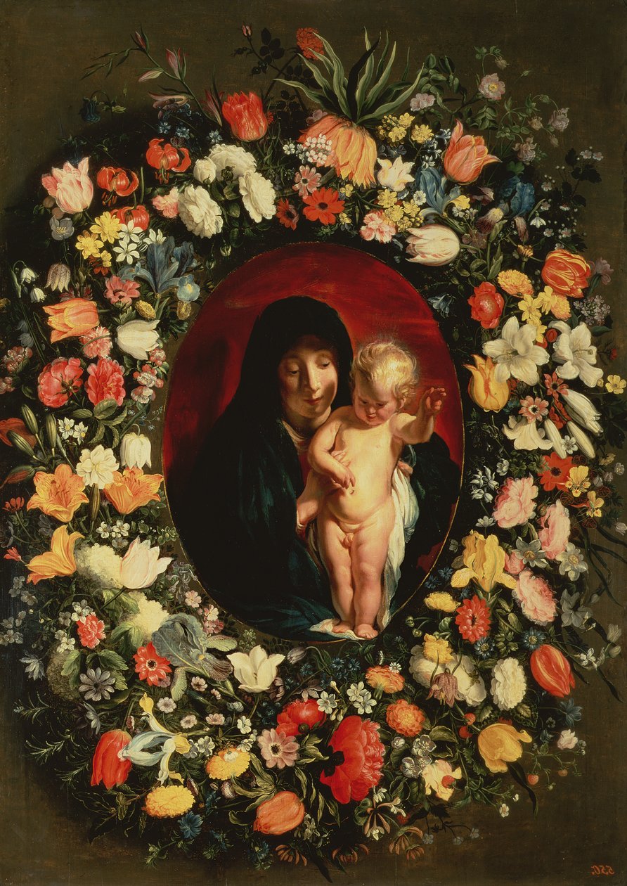 Madonna e Bambino incoronati di fiori, c.1618 da Jacob Jordaens