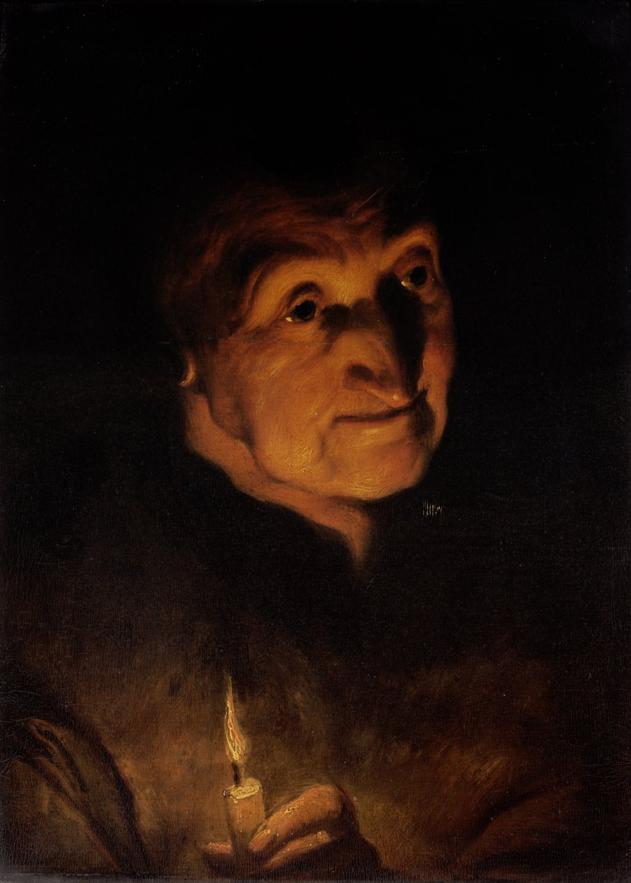 Studio di una vecchia donna, che tiene una candela da Jacob Jordaens