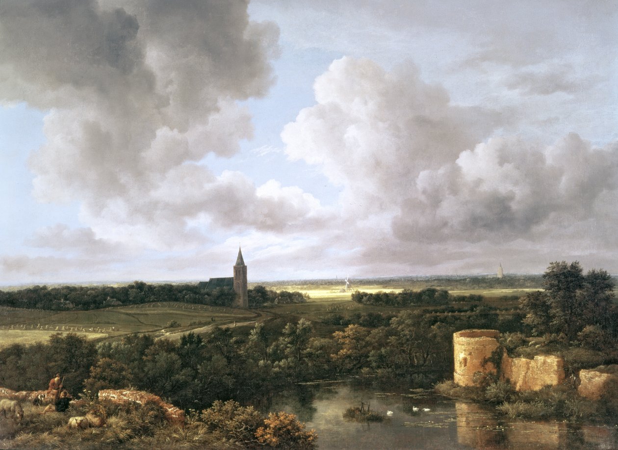 Paesaggio con castello e chiesa in rovina, c.1665-70 da Jacob van Ruisdael