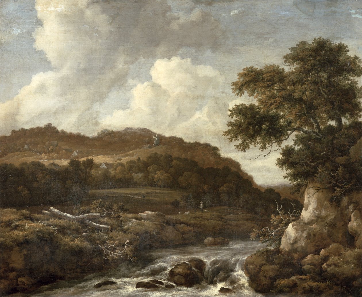 Paesaggio boscoso montuoso con un torrente da Jacob van Ruisdael