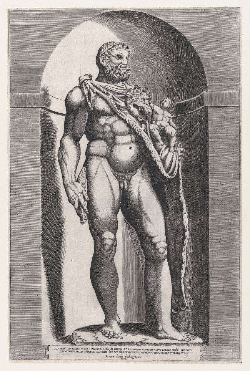 Speculum Romanae Magnificentiae: Imperatore Commodo come Ercole, 1582 da Jacob(us) Bos.