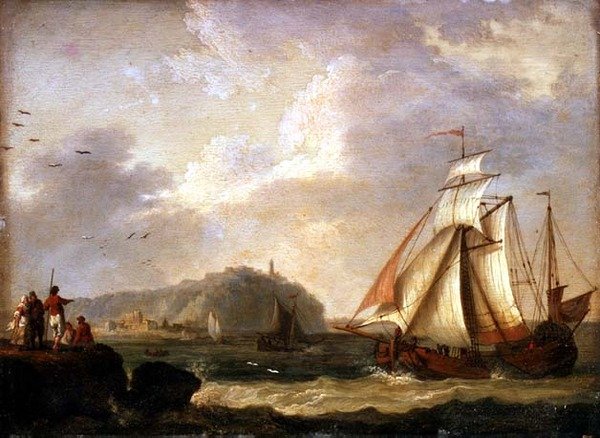 Una barca olandese che ritorna a riva da Jacob Philippe Hackert