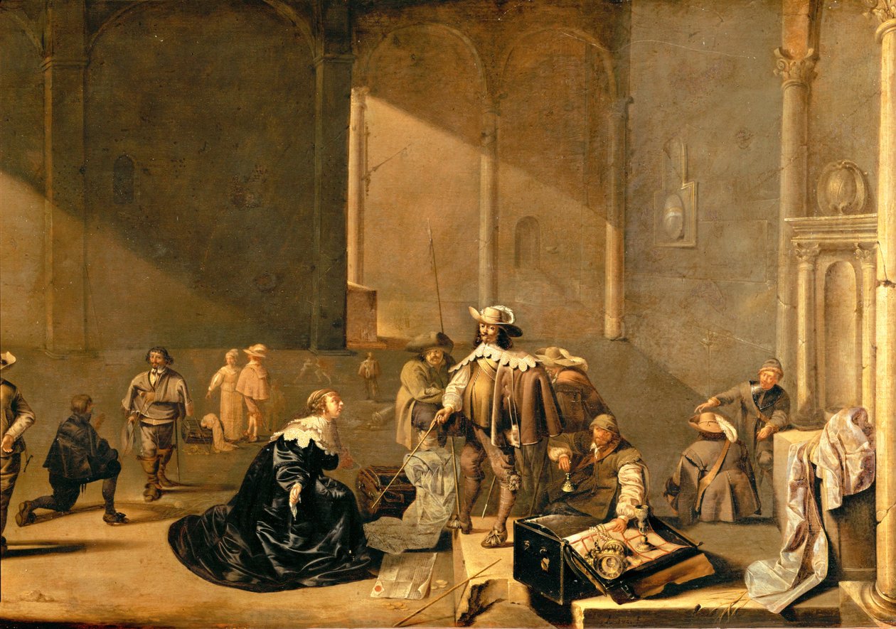 Saccheggio di una casa da parte delle truppe spagnole (olio su tavola) da Jacob A. & Willaerts Adam (1577-1664) Duck