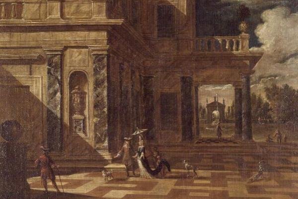 Capricci architettonici con figure eleganti da Jacob Balthasar Peeters