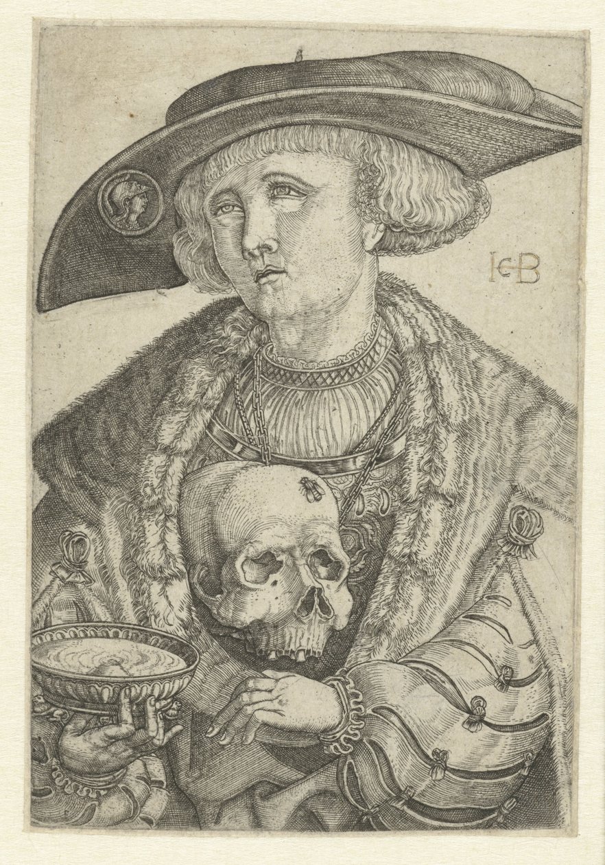 Autoritratto con teschio e ciotola da Jacob Binck