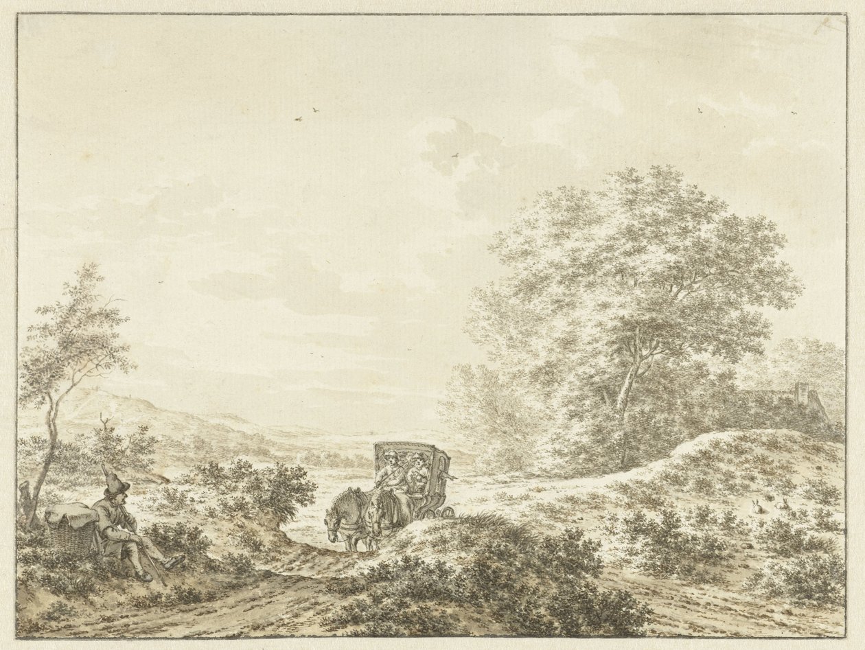 Paesaggio collinare con carrozza da Jacob  Cats