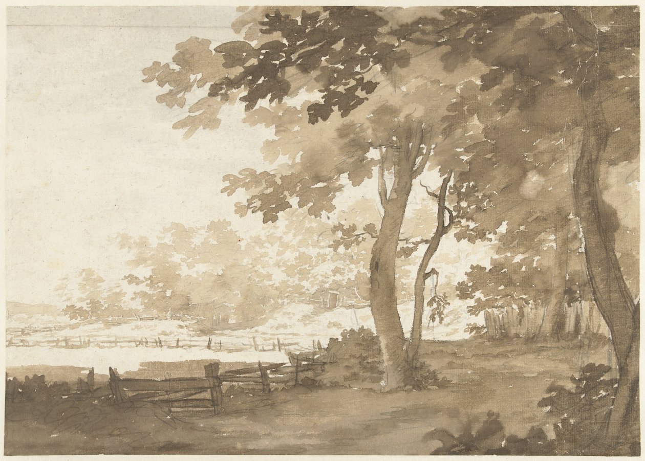 Paesaggio con una strada sotto gli alberi da Jacob  Cats