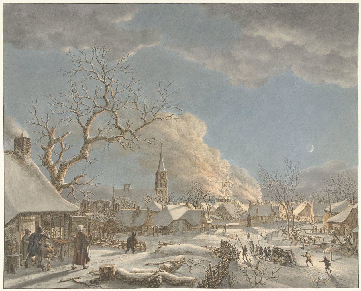 Inverno, notte e fuoco (serie: Le quattro stagioni, i momenti del giorno e gli elementi) da Jacob  Cats