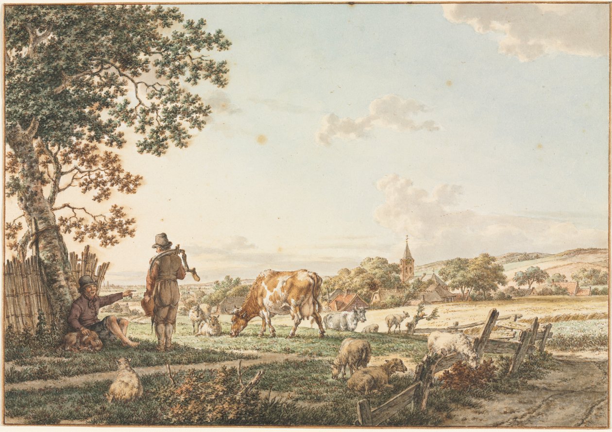 Paesaggio pastorale con villaggio da Jacob Cats