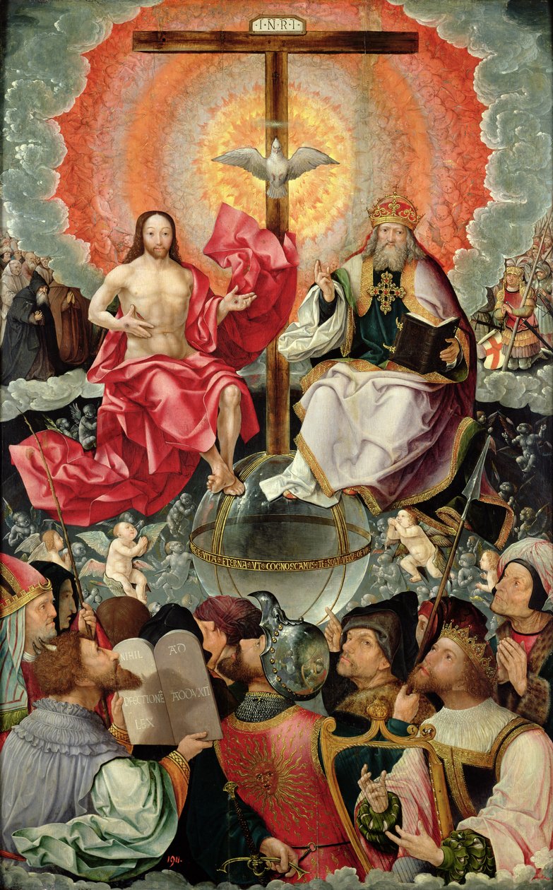 Pannello centrale del trittico con adorazione della Trinità da Jacob Cornelisz van Oostsanen
