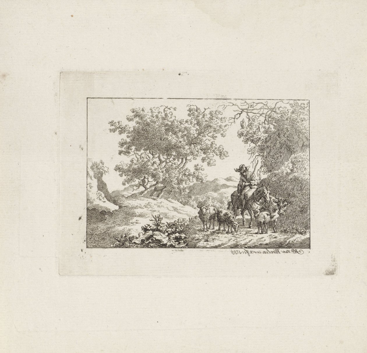 Pastore a cavallo con gregge da Jacob Elias van Varelen