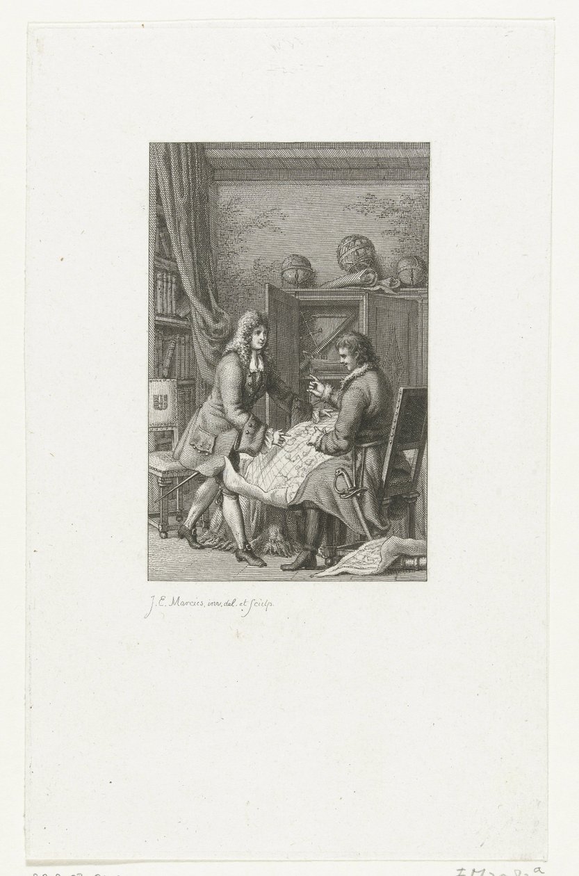 Lo zar Pietro il Grande e il sindaco Nicolaes Witsen studiano una mappa da Jacob Ernst Marcus