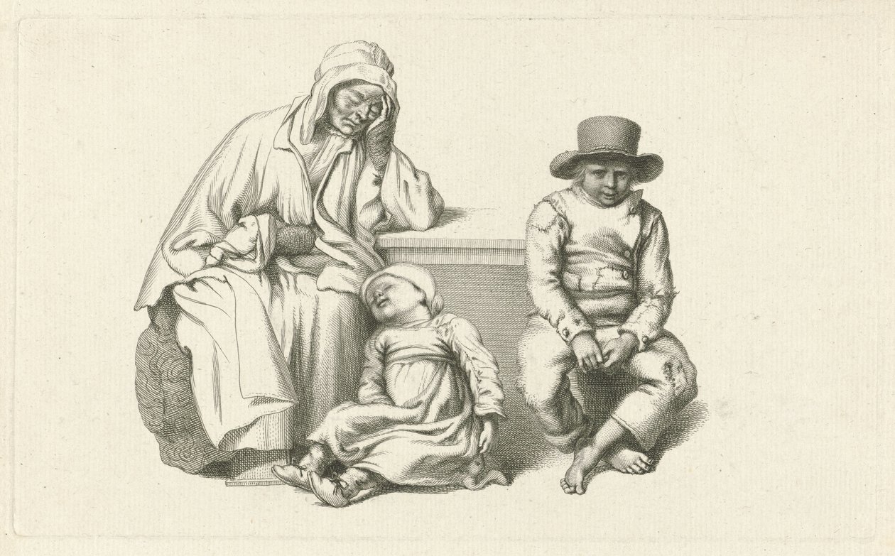 Vecchia seduta e due bambini da Jacob Ernst Marcus