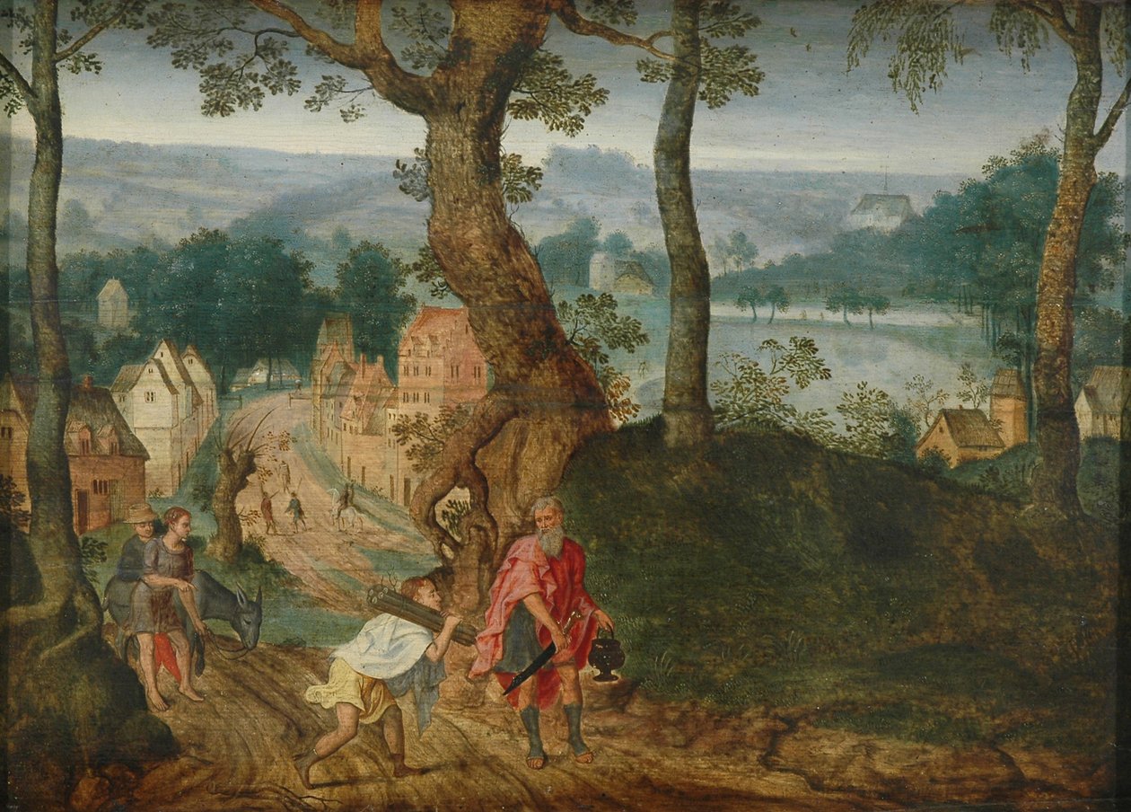 Paesaggio con Abramo e Isacco, metà del XVII secolo da Jacob Grimmer