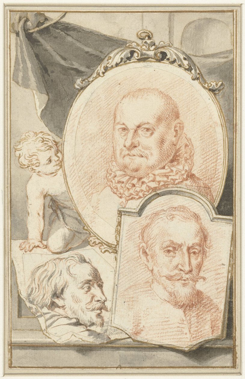 Ritratti di Roelant Savery, Frans Snijders e Theodoor Rombouts da Jacob Houbraken